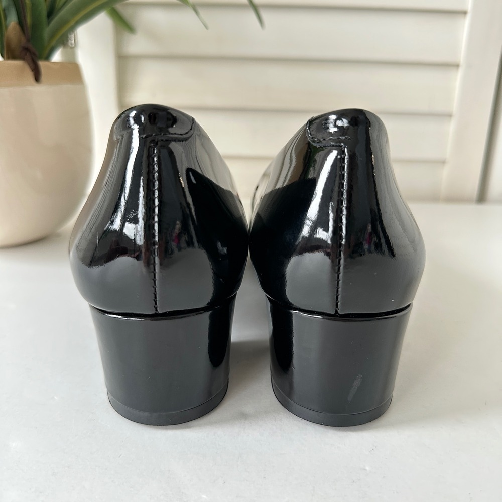 Girotti Black Patent Leopard Buckle‎ Classic Block Heel Pumps Shoe EU 39 US 8 - Picture 5 of 11